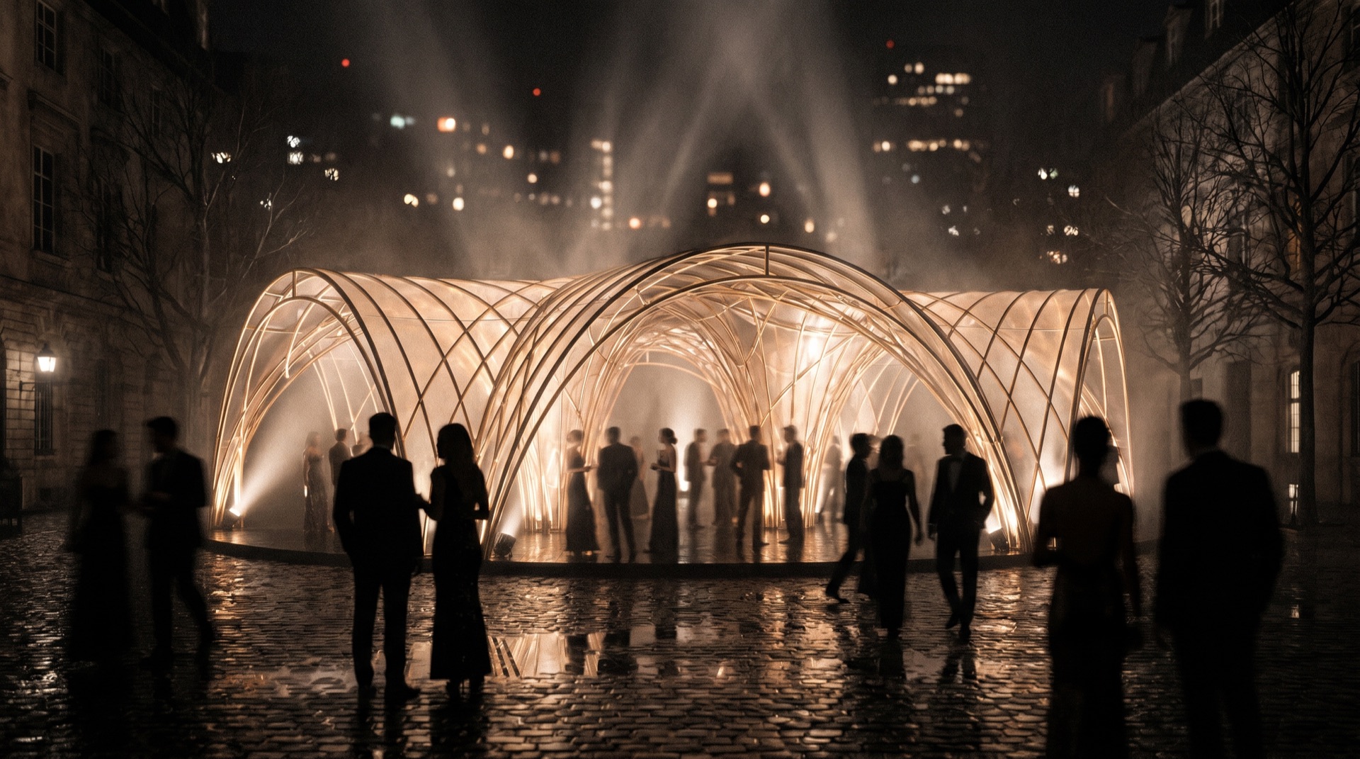 A sculptural gold installation at an UNRVLD brand activation